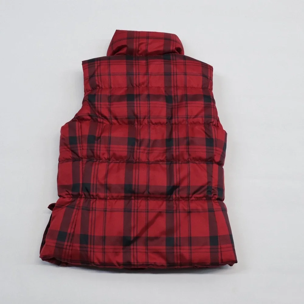 Ralph Lauren Puffer Vest Kids Red Plaid Toggle Crest Preppy 6X Sleeveless Jacket